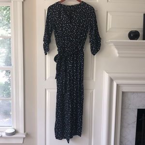 Madewell Amora Faux Wrap Black Floral Jumpsuit